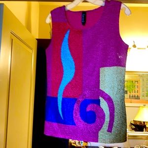 Geometric print stretch sleeveless Top